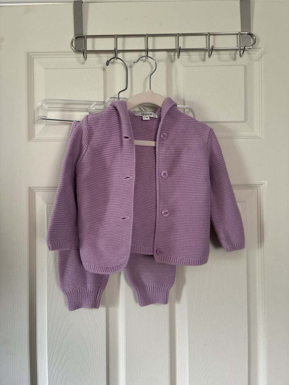 Quince Knit Set Size 12-18M Purple Hooded Cardigan Pants